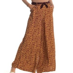 Free People Leopard Printed Wide Leg Pants NWOT